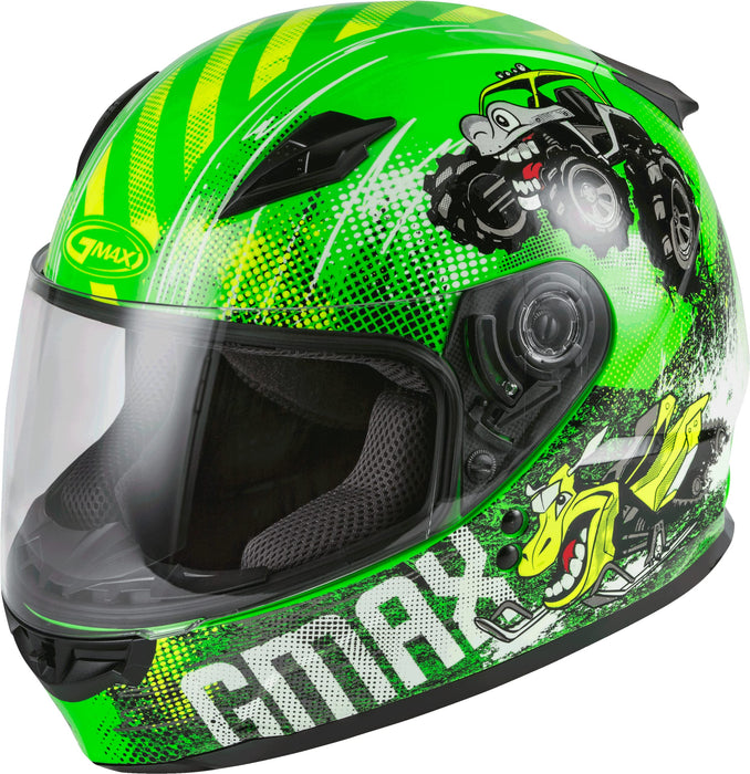 Gmax Gm-49Y Beasts Youth Full-Face Helmet (Neon Green/Hi-Vis, Youth Medium) G1498671