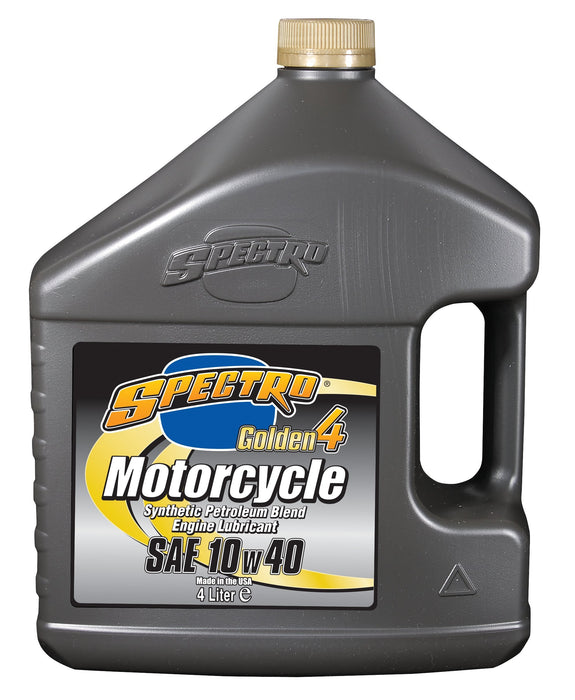 Spectro Golden 4 Synthetic Petroleum Blend Motorcycle Engine Lubricant 10W40 Oil 4 Liters U.SG414