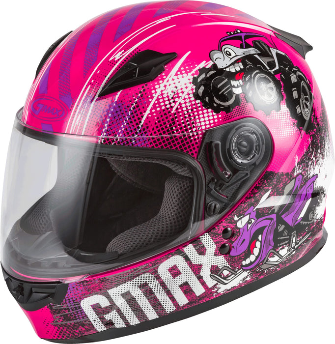 Gmax Gm-49Y Beasts Youth Full-Face Helmet (Pink/Purple/Grey, Youth Small) G1498400