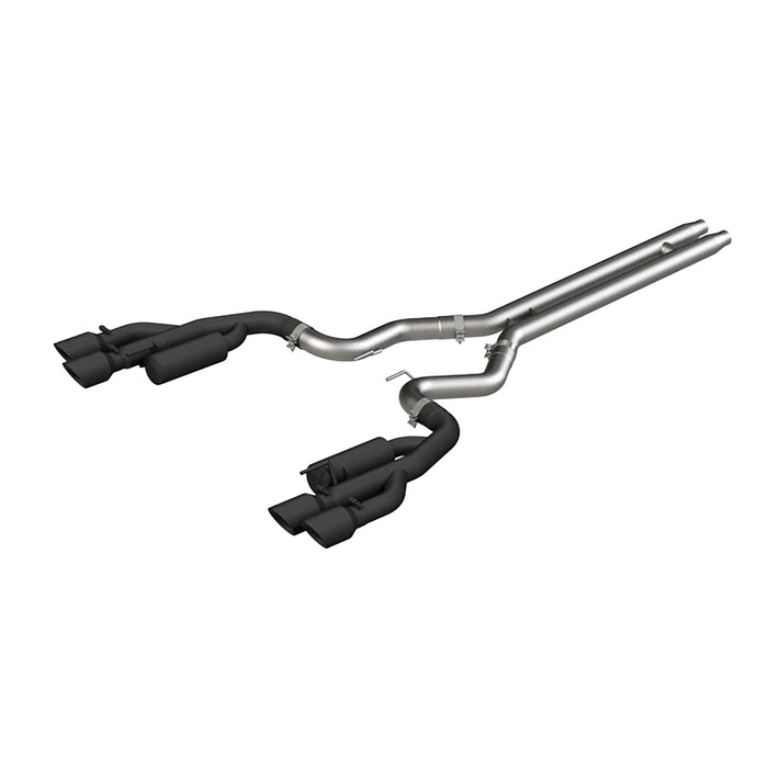 MBRP Exhaust 3in. Cat Back; with Quad 4in. Dual Wall Tips; Race Version; Black Coated