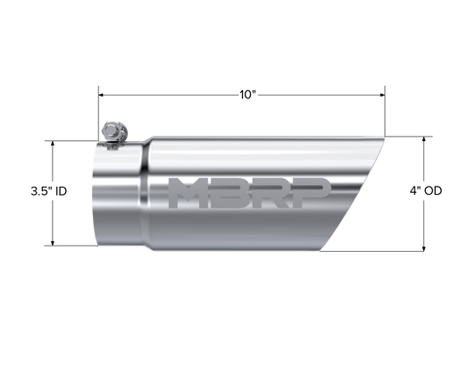 Mbrp Exhaust Tip; 3In. O.D. Dual Wall Angled 4In. Inlet 10In. Length; T304. T5110