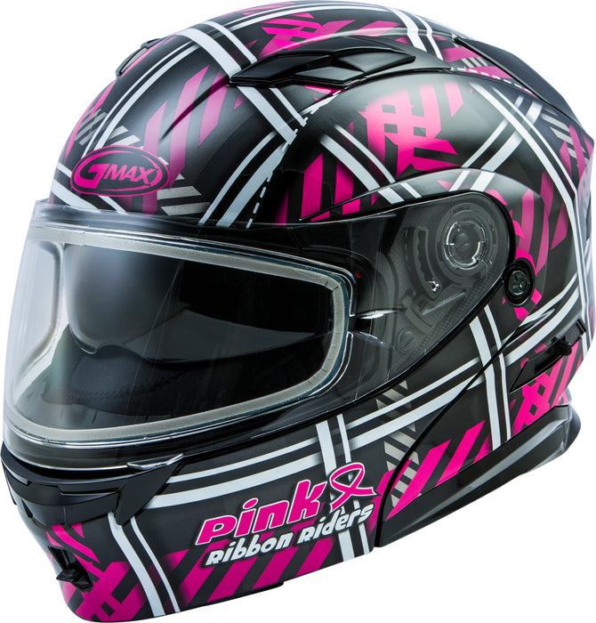 Gmax Md-01S Modular Pink Ribbon Riders Snow Helmet Blk/Pink Xs G2012403D