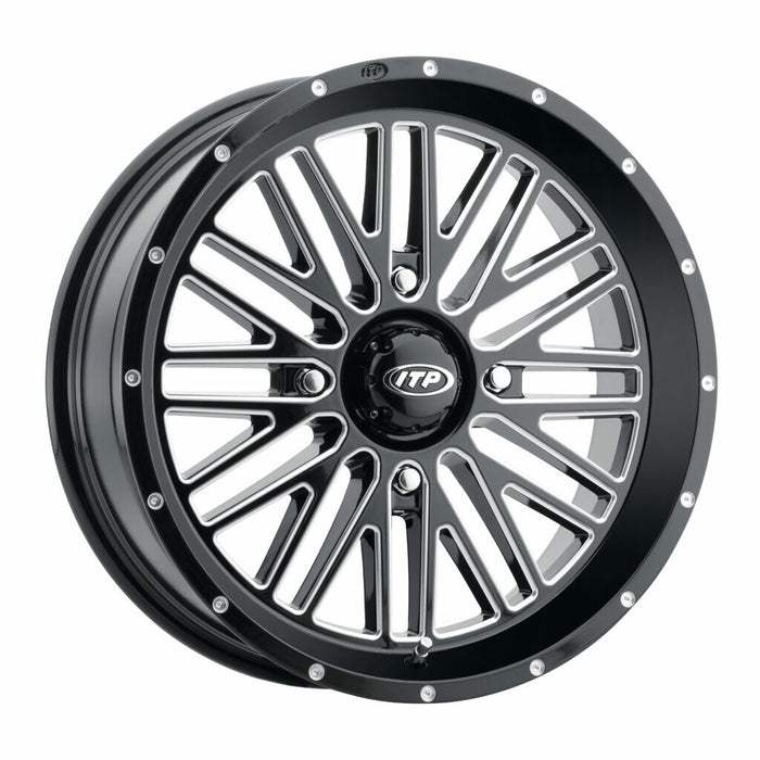 ITP Momentum 15x7 / 4x110 BP / 10mm Offset Black w/ Milled Accents Wheel 1522737731B