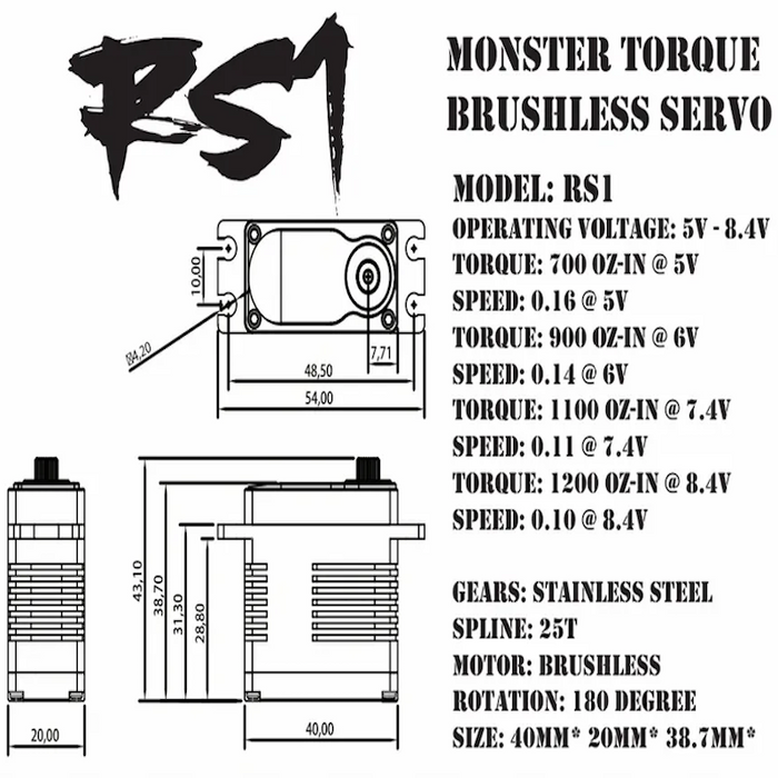No Superior Desings RC RS1 Monster Torque Brushless Servo